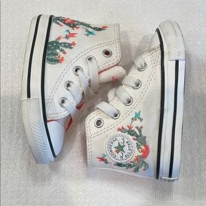 Converse Kids High-Top Sneakers - White with Floral Design